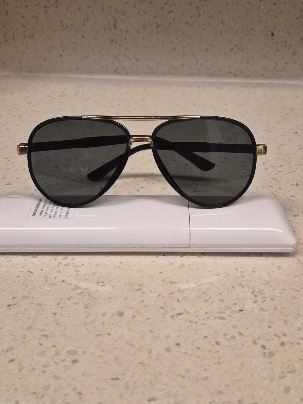 Aviator Sunglasses in Black and Gold